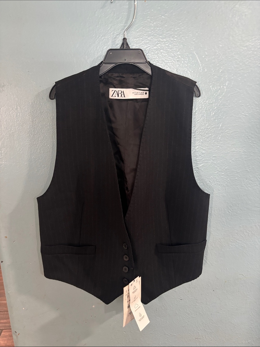 Zara Black Pinstripe Vest - Women's Tailored Waistcoat